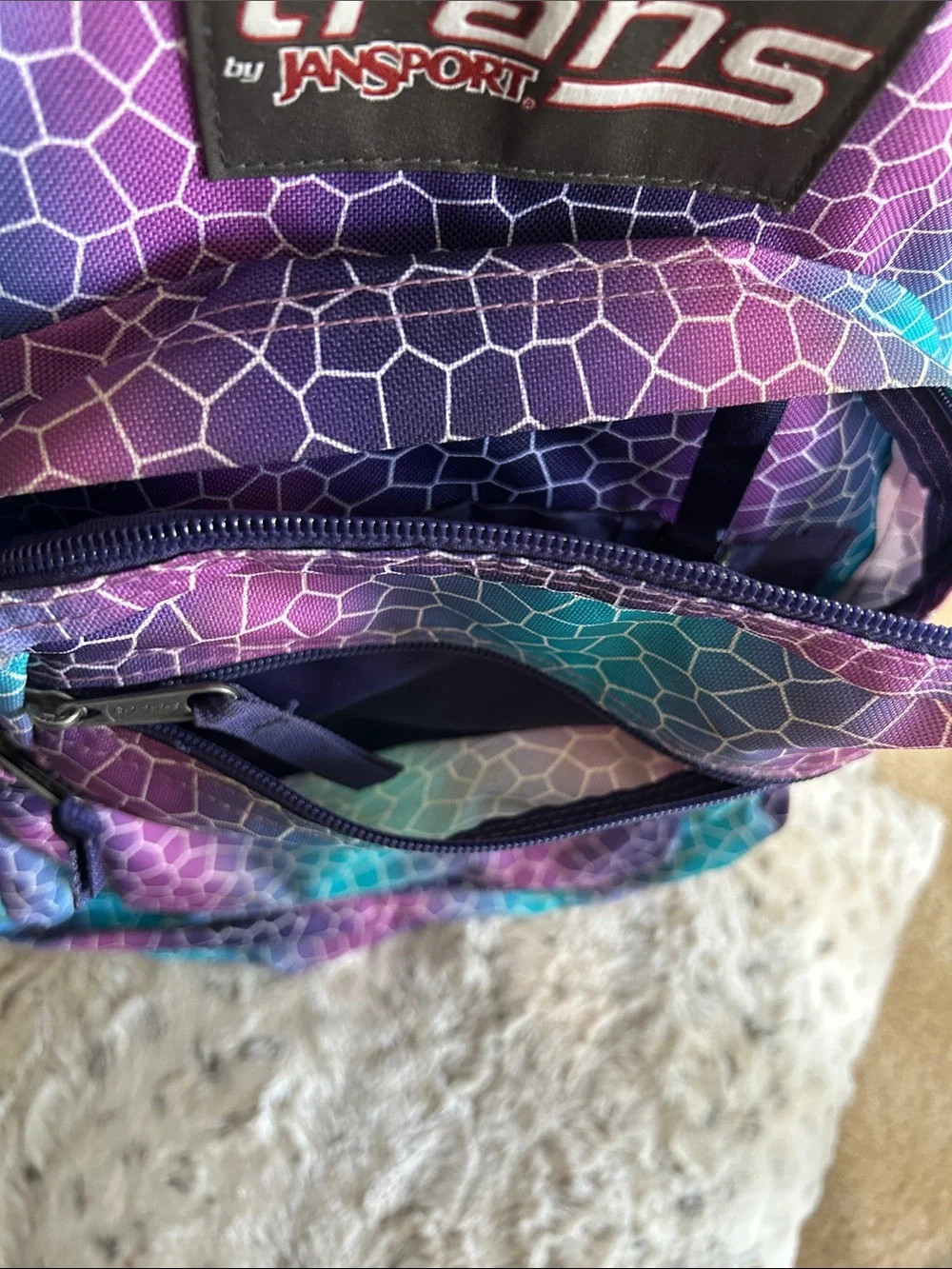 Jansport Purple Teal Pink Gradient Mosaic Backpack